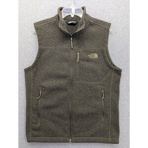 North Face Gordon Lyons Fleece Vest Mens Medium Green Full Zip Pockets Lined